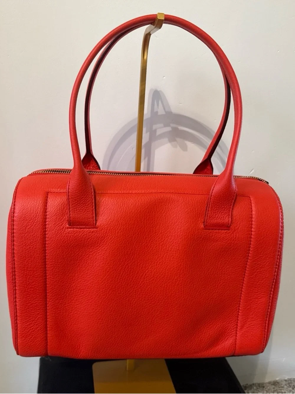 Kate Spade Mansfield Liv Leather Satchel in Persimmon Red